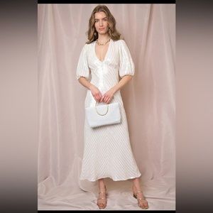 RIXO White Midi Dress